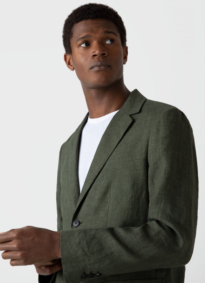 Green Sunspel Linen Unstructured Blazer | 27193-VUQL | USA