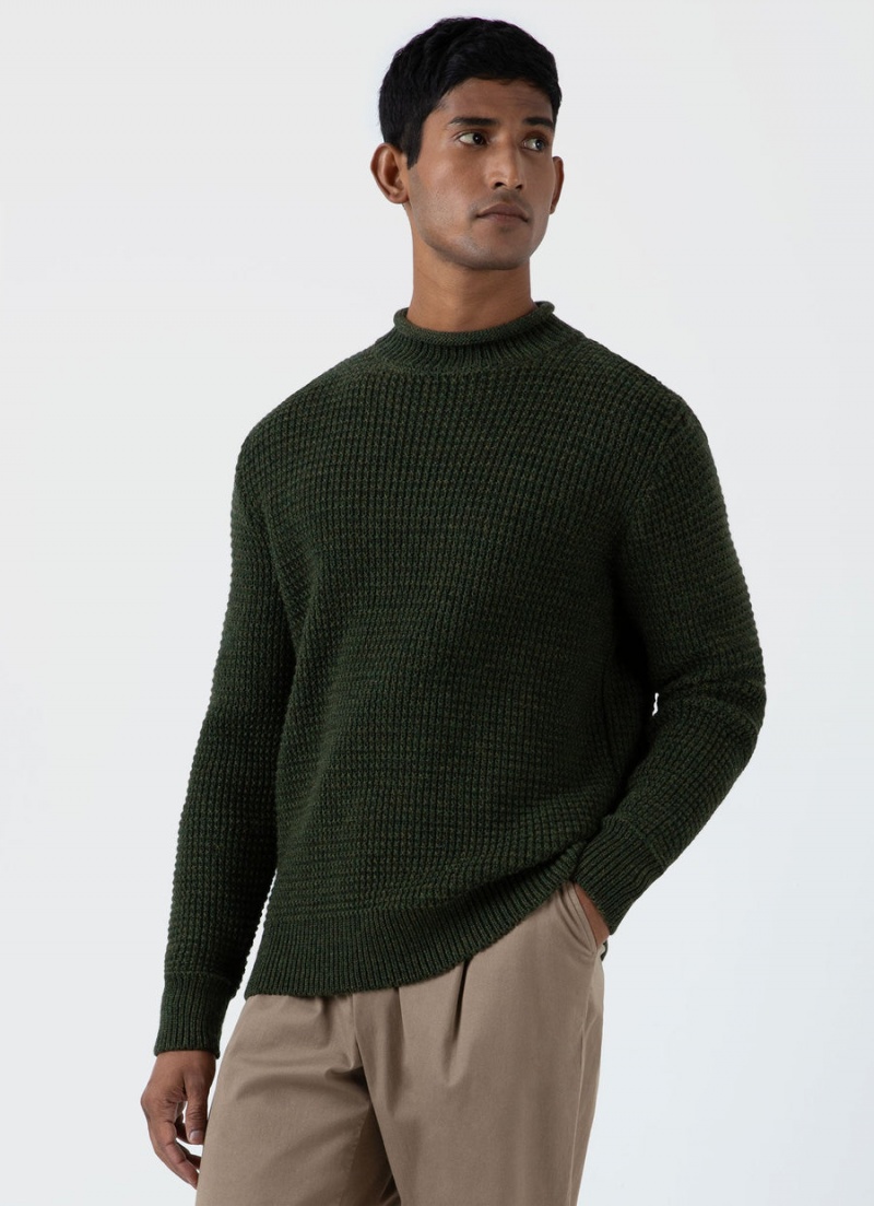 Green Sunspel Merino Fisherman Jumper | 68134-NJYC | USA