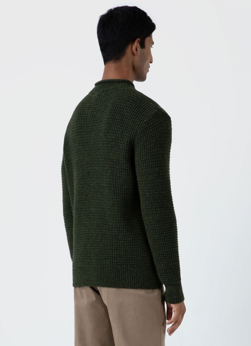 Green Sunspel Merino Fisherman Jumper | 68134-NJYC | USA