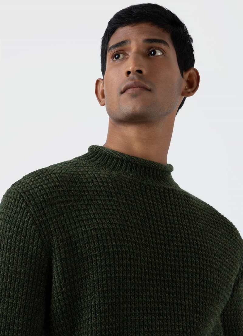 Green Sunspel Merino Fisherman Jumper | 68134-NJYC | USA