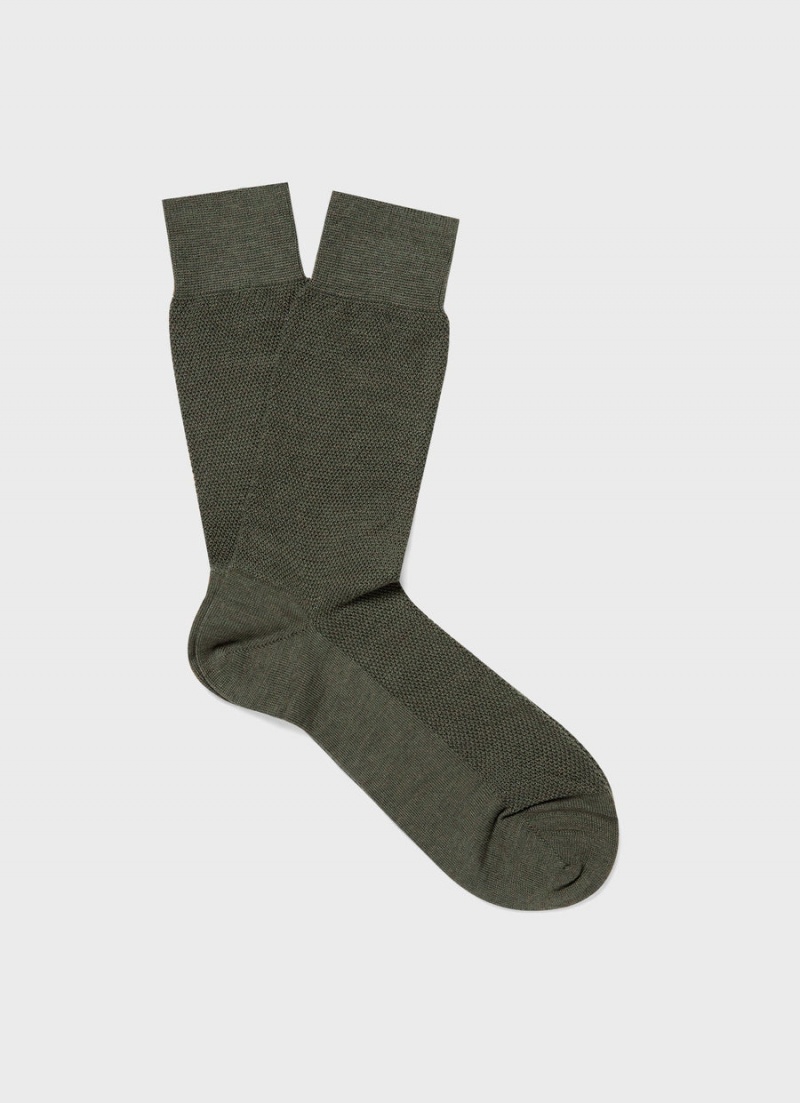 Green Sunspel Merino Wool Waffle Socks | 62394-YBIL | USA