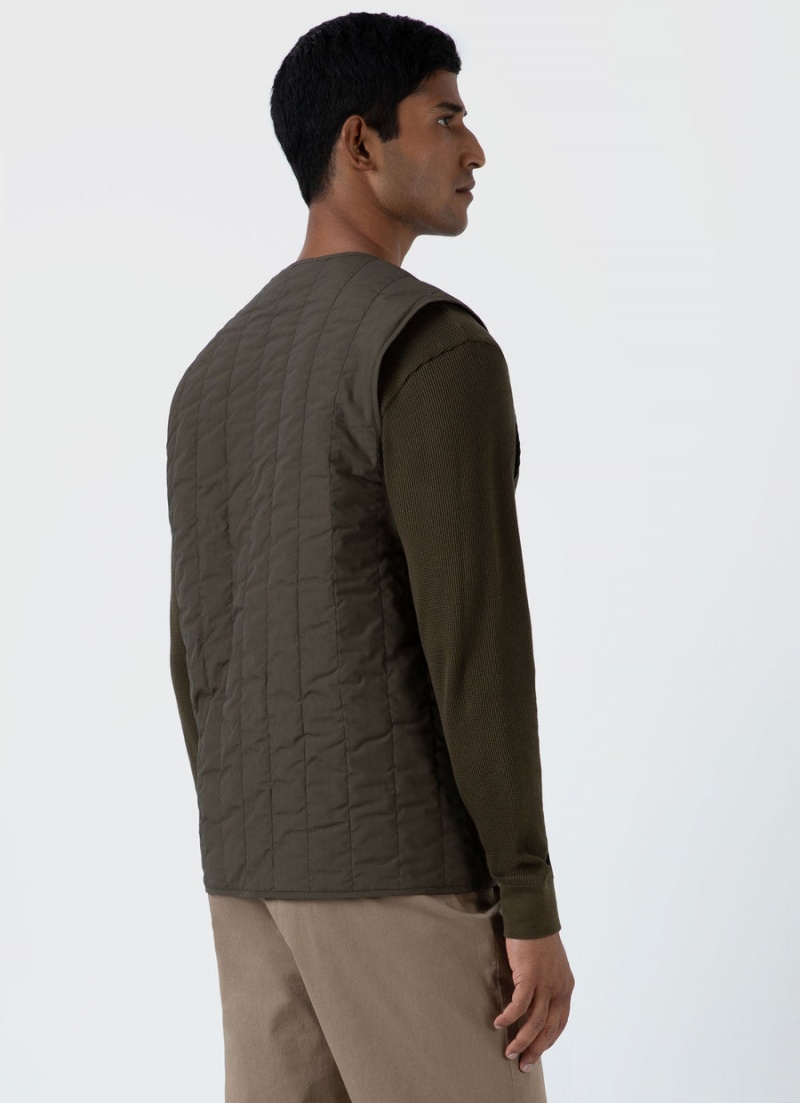 Green Sunspel Quilted Liner Gilet | 25903-FDCO | USA