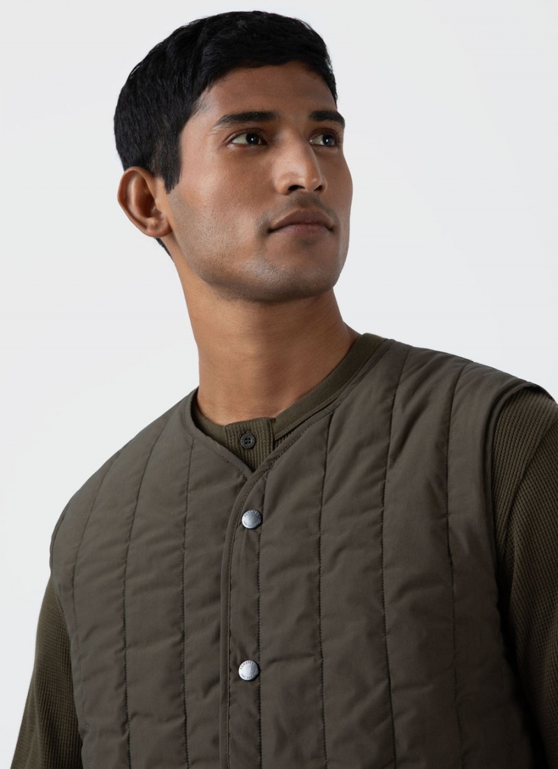 Green Sunspel Quilted Liner Gilet | 25903-FDCO | USA