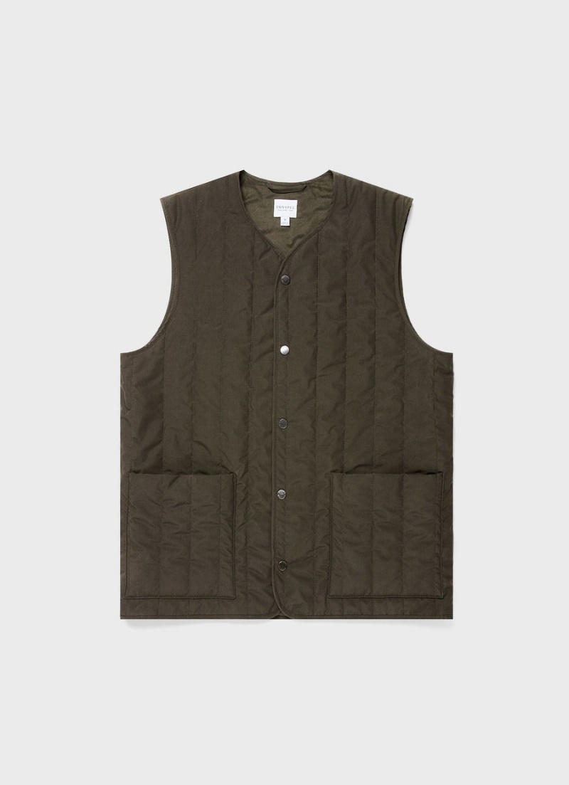 Green Sunspel Quilted Liner Gilet | 25903-FDCO | USA