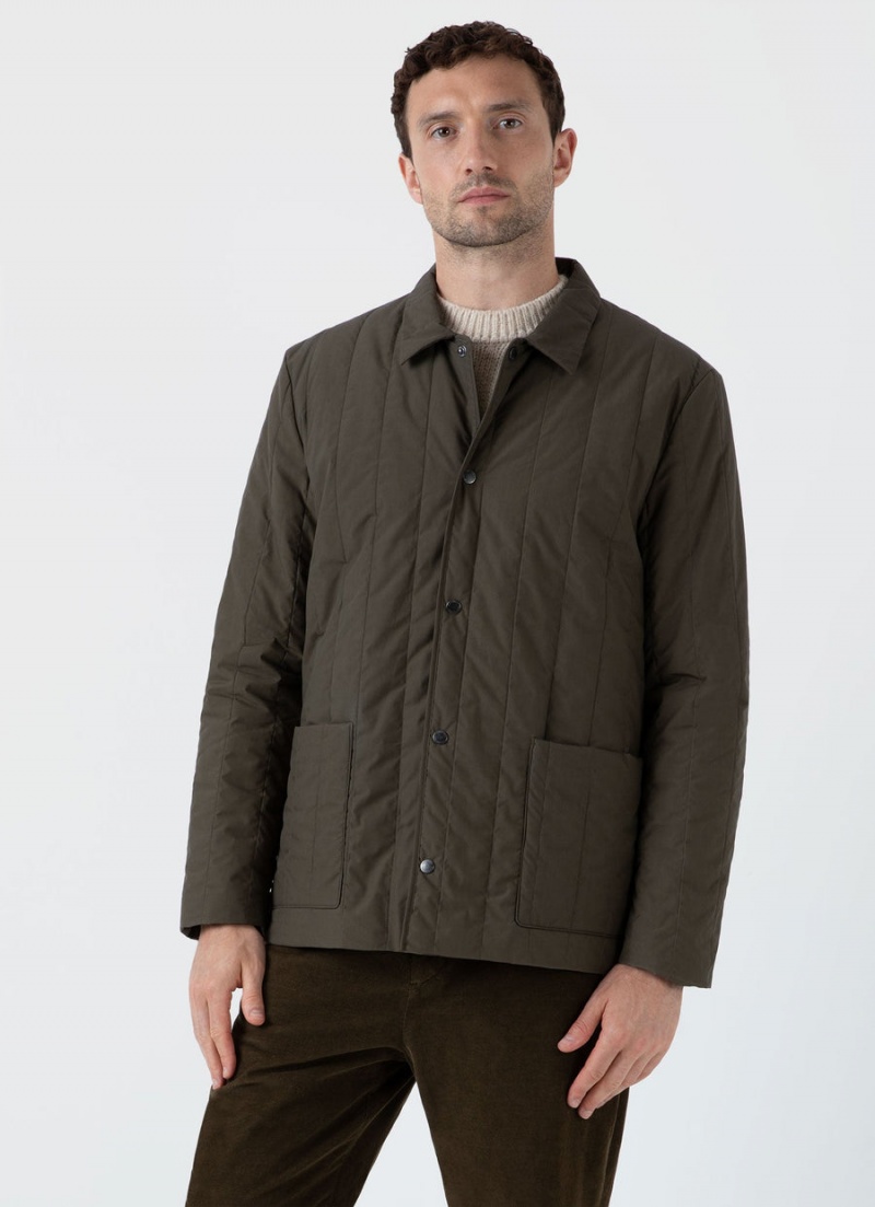 Green Sunspel Quilted Twin Pocket Jacket | 53416-BTZP | USA