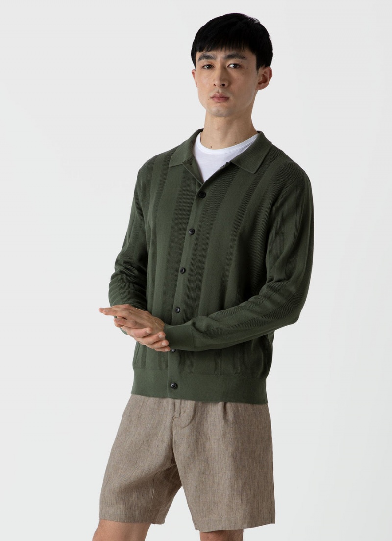 Green Sunspel Rib Knit Jacket | 30284-CKXU | USA