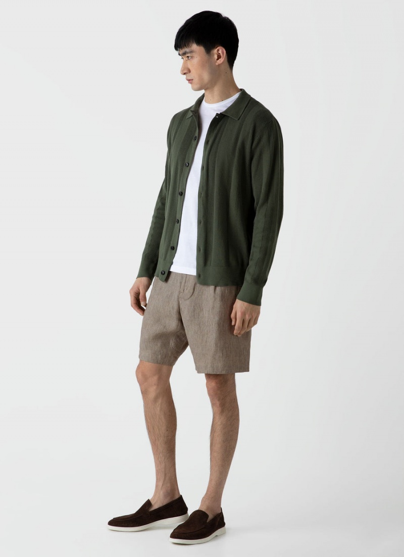 Green Sunspel Rib Knit Jacket | 30284-CKXU | USA