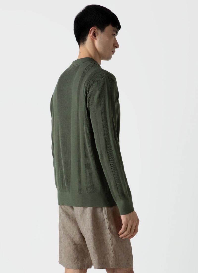 Green Sunspel Rib Knit Jacket | 30284-CKXU | USA