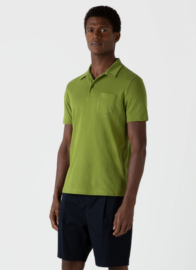 Green Sunspel Riviera Polo Shirt | 75643-OMBT | USA