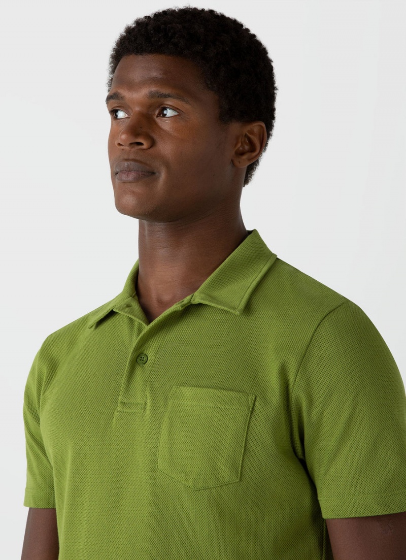 Green Sunspel Riviera Polo Shirt | 75643-OMBT | USA