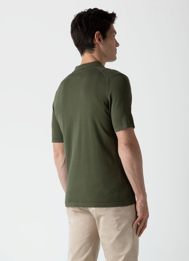 Green Sunspel Sea Island Cotton Polo Shirt | 03817-ZVDH | USA