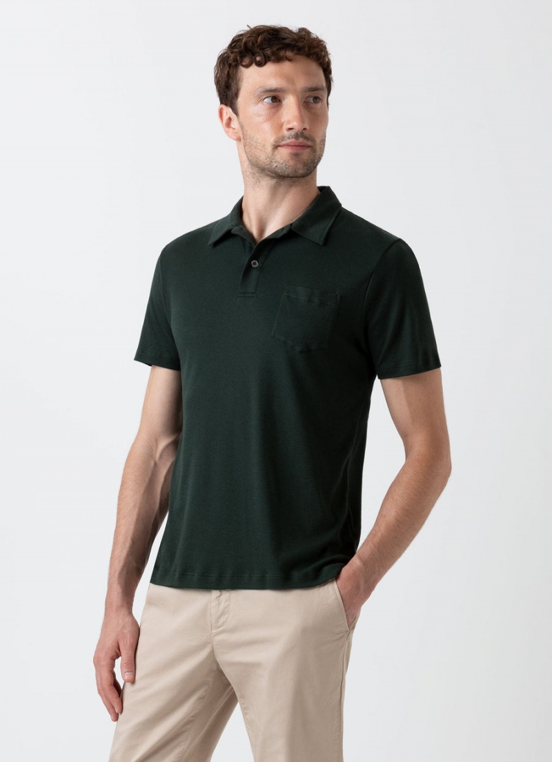 Green Sunspel Sea Island Cotton Riviera Polo Shirt | 36250-ODZN | USA