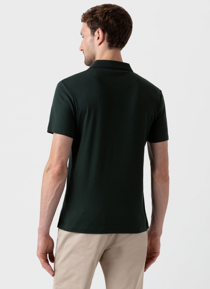 Green Sunspel Sea Island Cotton Riviera Polo Shirt | 36250-ODZN | USA