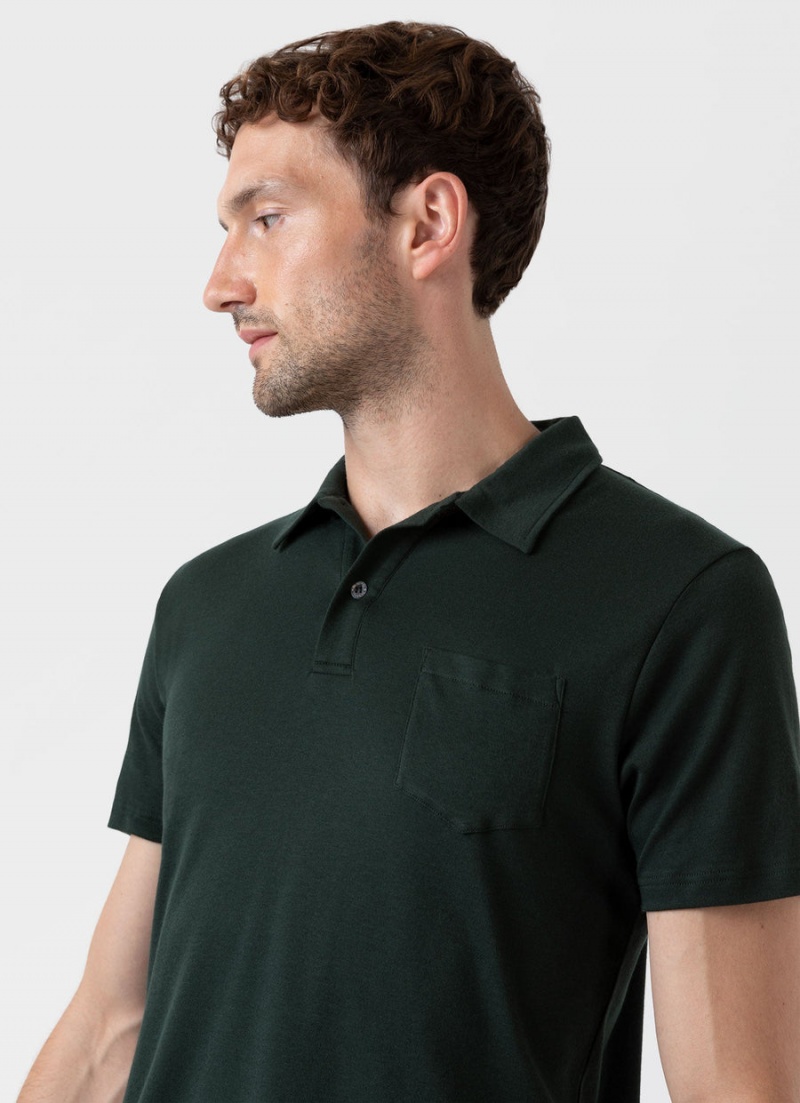 Green Sunspel Sea Island Cotton Riviera Polo Shirt | 36250-ODZN | USA