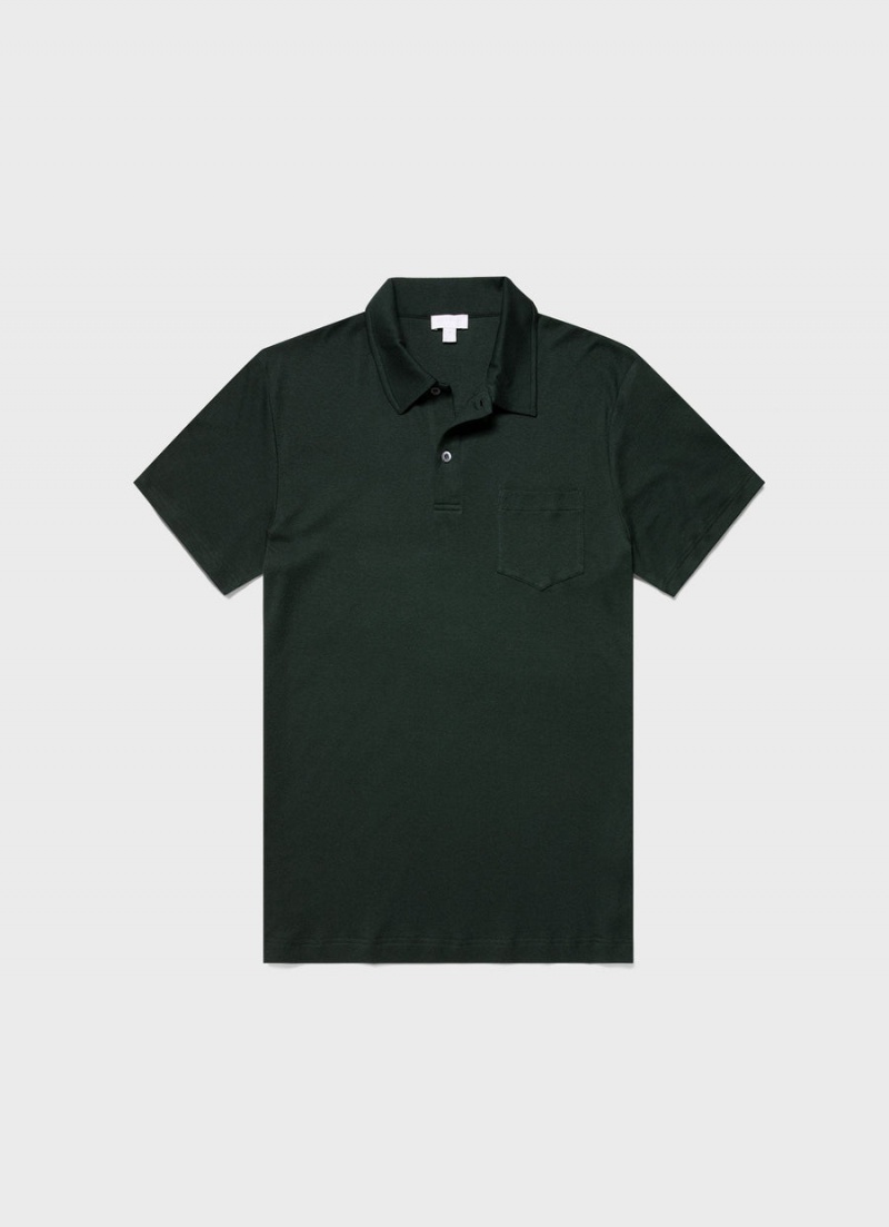 Green Sunspel Sea Island Cotton Riviera Polo Shirt | 36250-ODZN | USA