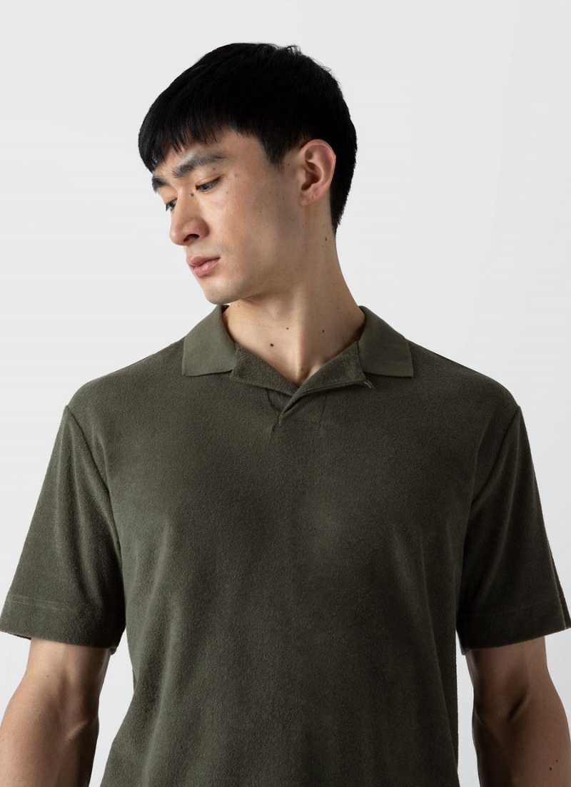 Green Sunspel Towelling Polo Shirt | 96570-YNMX | USA