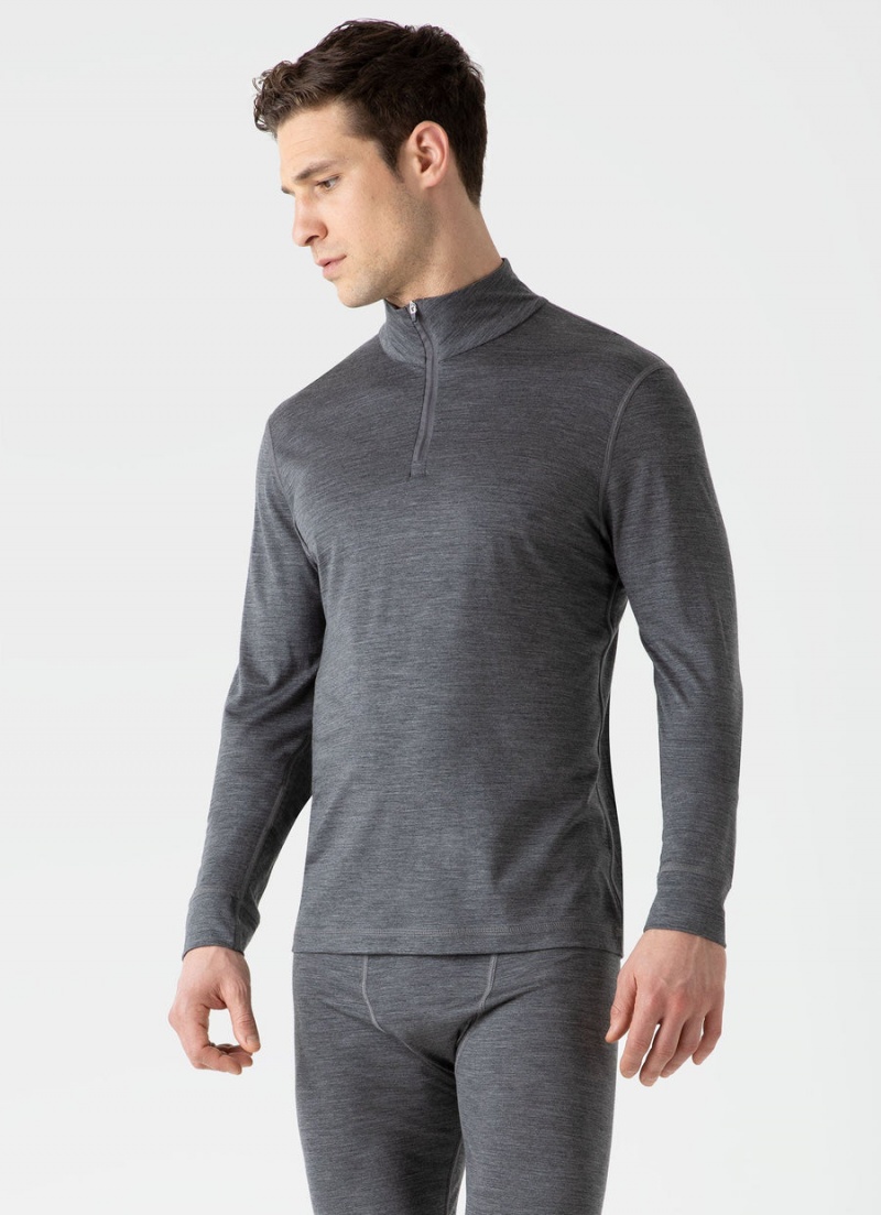 Grey Sunspel Active Merino Half Zip Top | 06752-VWDN | USA