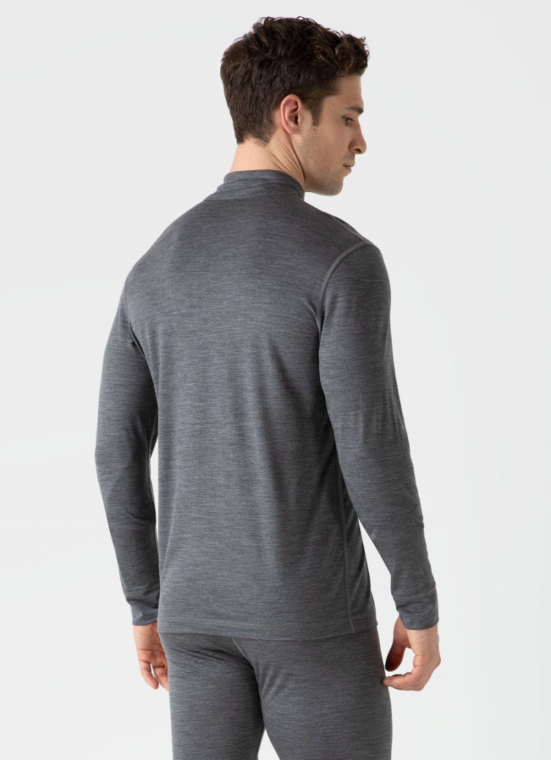 Grey Sunspel Active Merino Half Zip Top | 06752-VWDN | USA