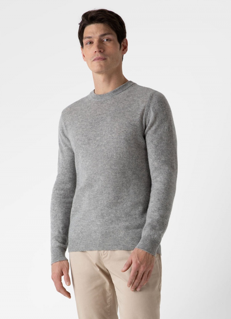 Grey Sunspel Cashmere Crew Neck Jumper | 75290-RWMP | USA