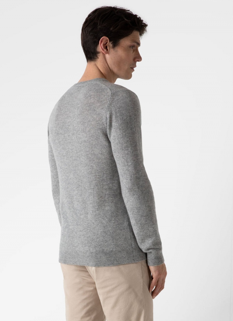 Grey Sunspel Cashmere Crew Neck Jumper | 75290-RWMP | USA