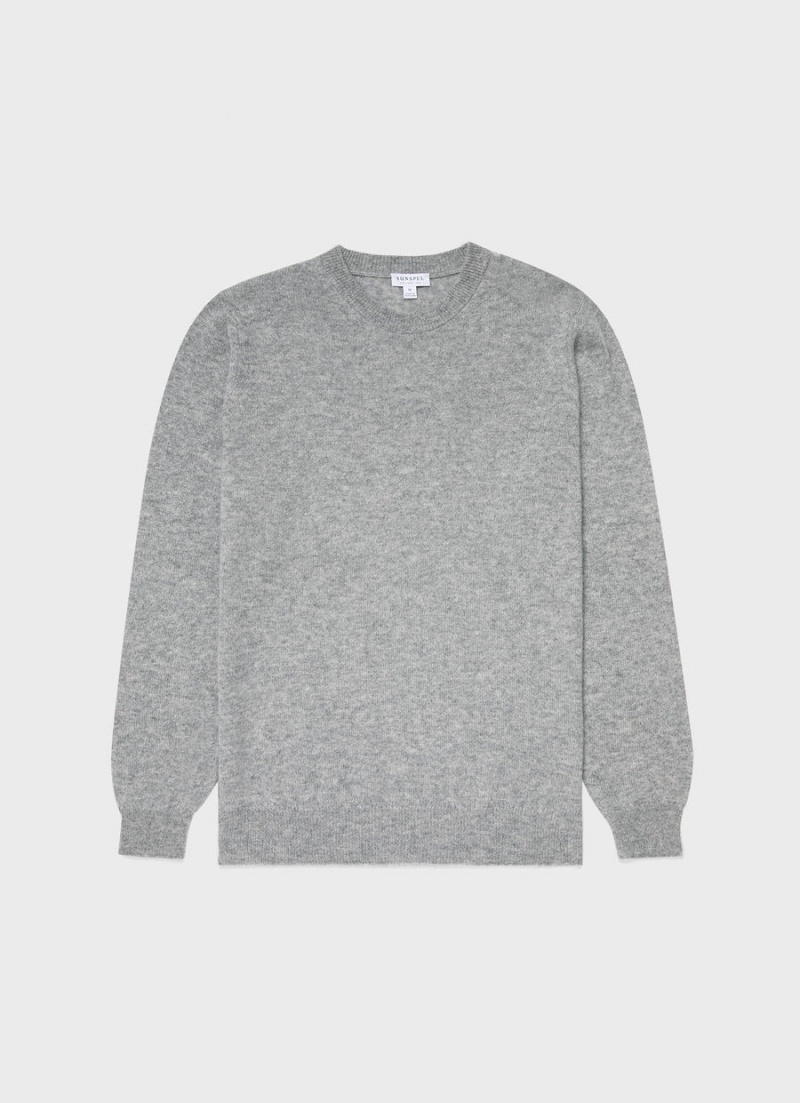 Grey Sunspel Cashmere Crew Neck Jumper | 75290-RWMP | USA