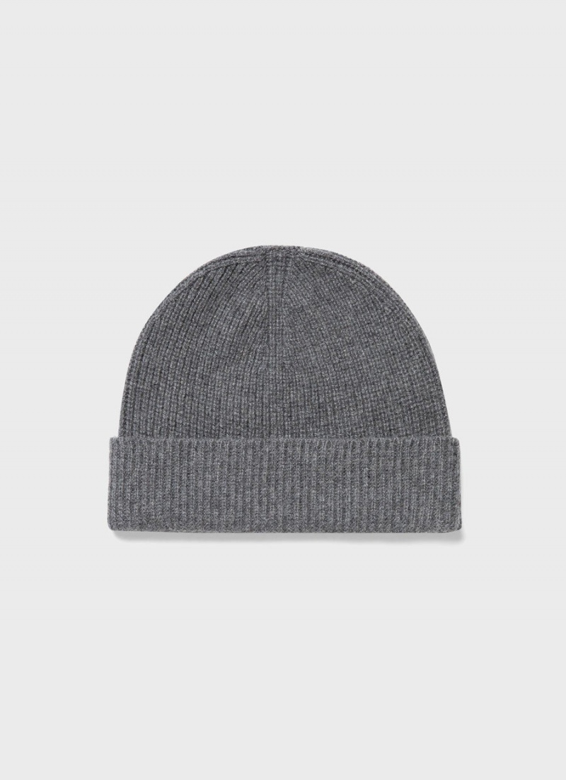 Grey Sunspel Cashmere Ribbed Hat | 60145-GVBK | USA