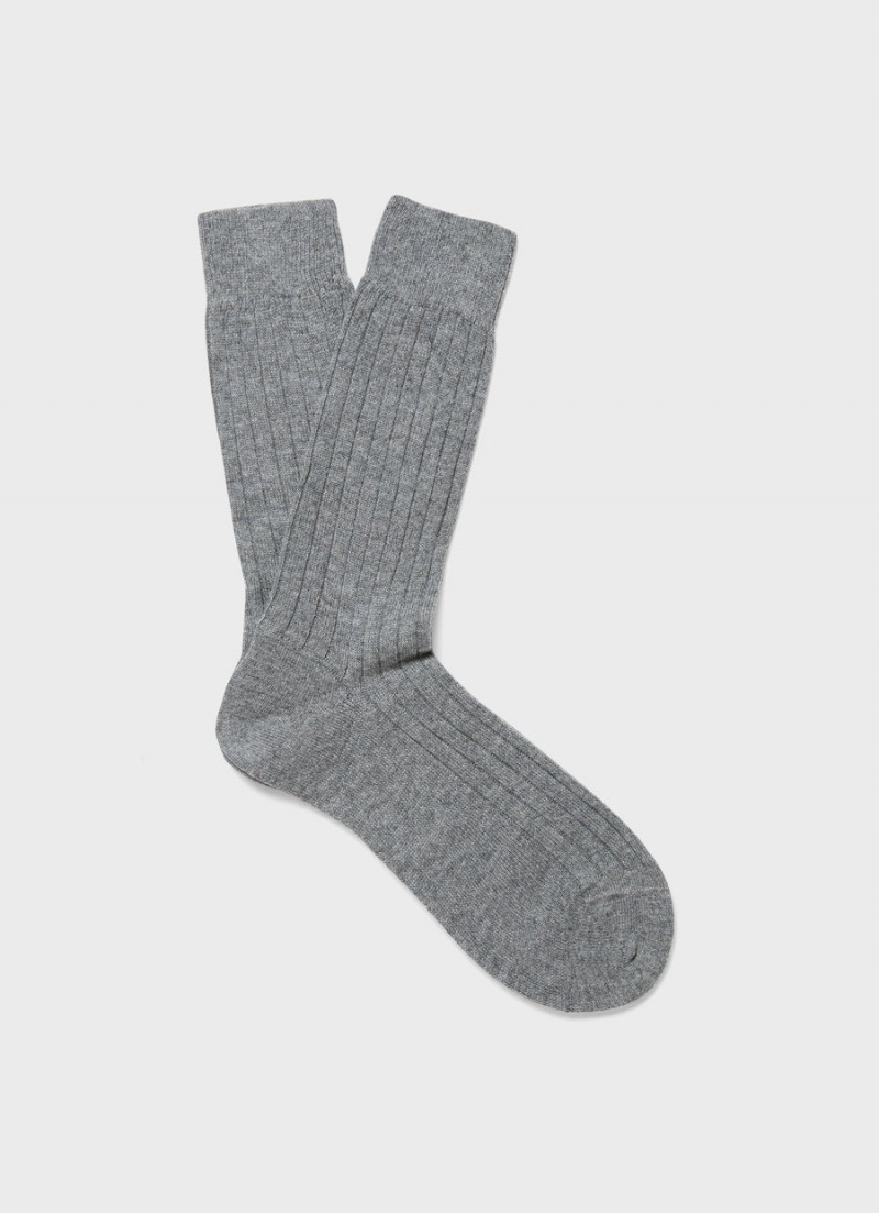 Grey Sunspel Cashmere Ribbed Socks | 34087-RAWS | USA