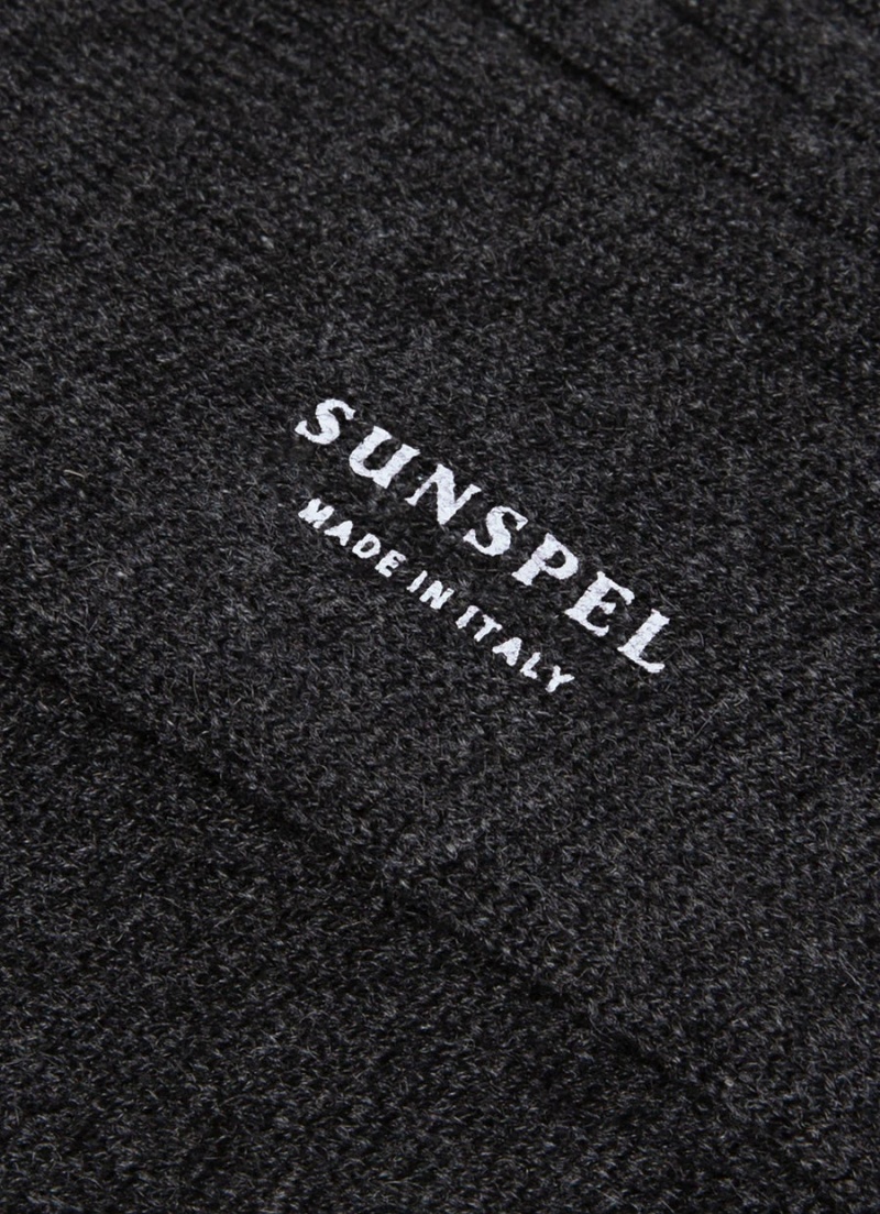 Grey Sunspel Cashmere Ribbed Socks | 71346-ZIKH | USA