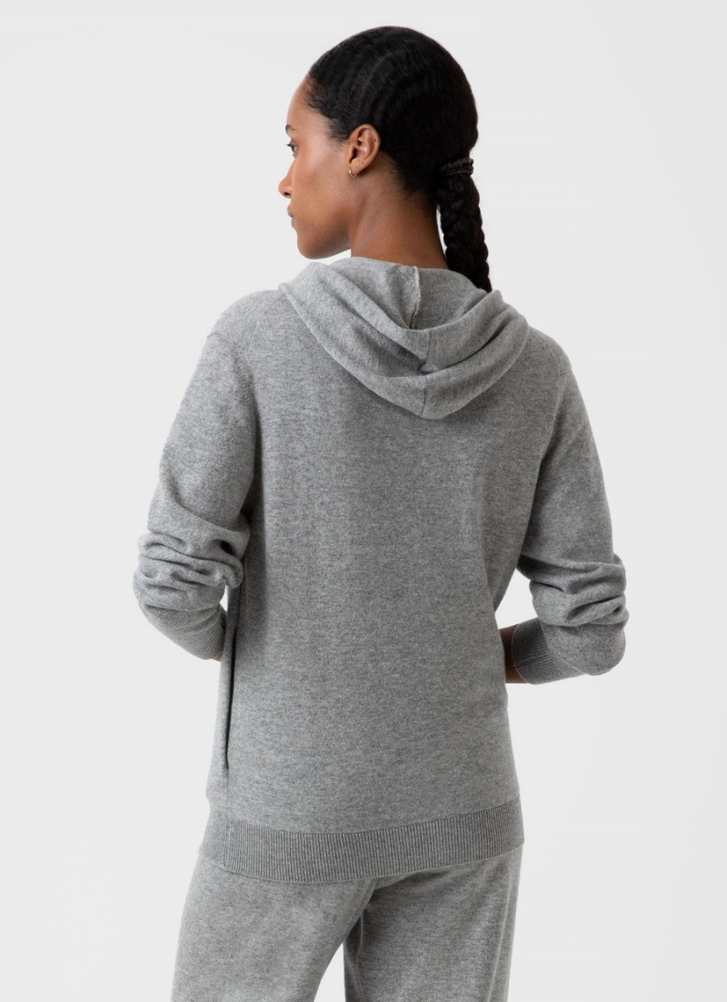 Grey Sunspel Cashmere Zip Hoody | 18692-LANF | USA