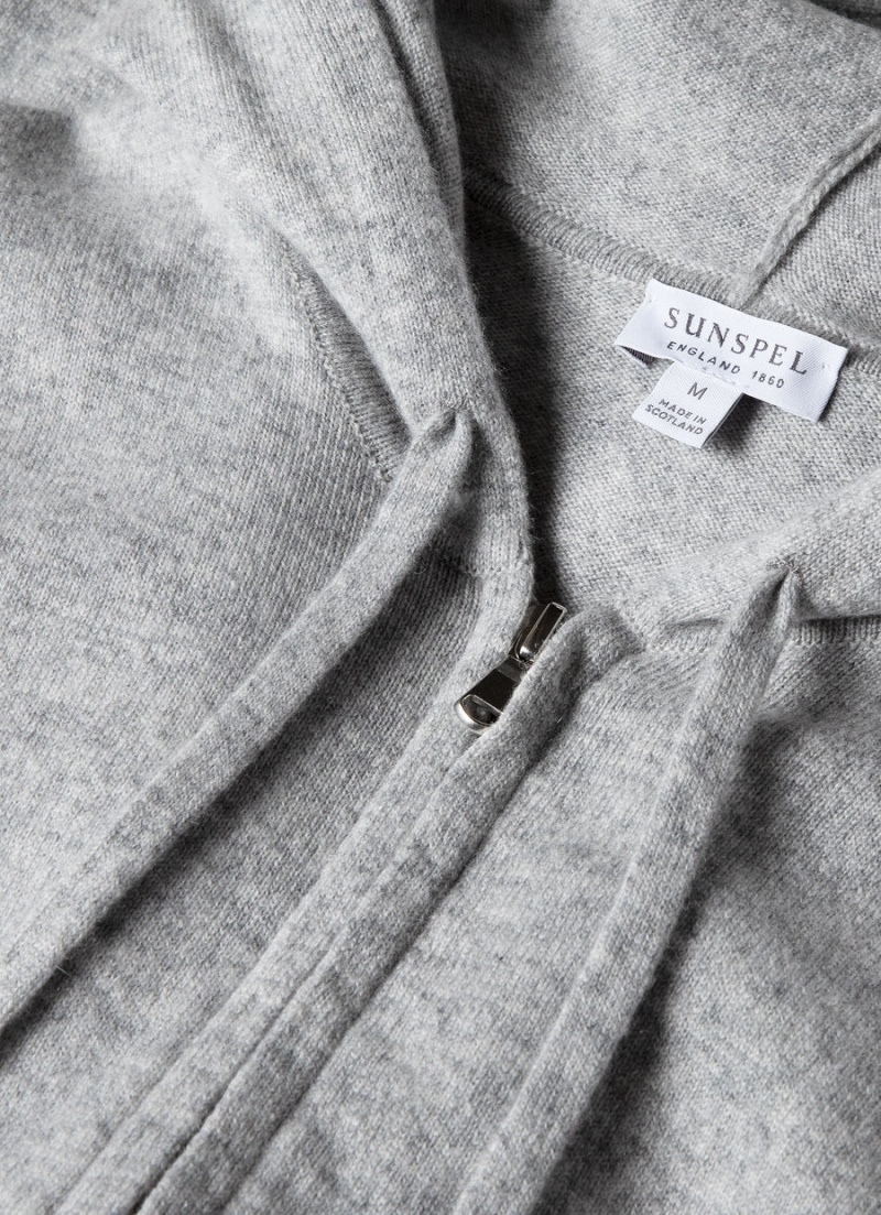 Grey Sunspel Cashmere Zip Hoody | 21468-BUVX | USA