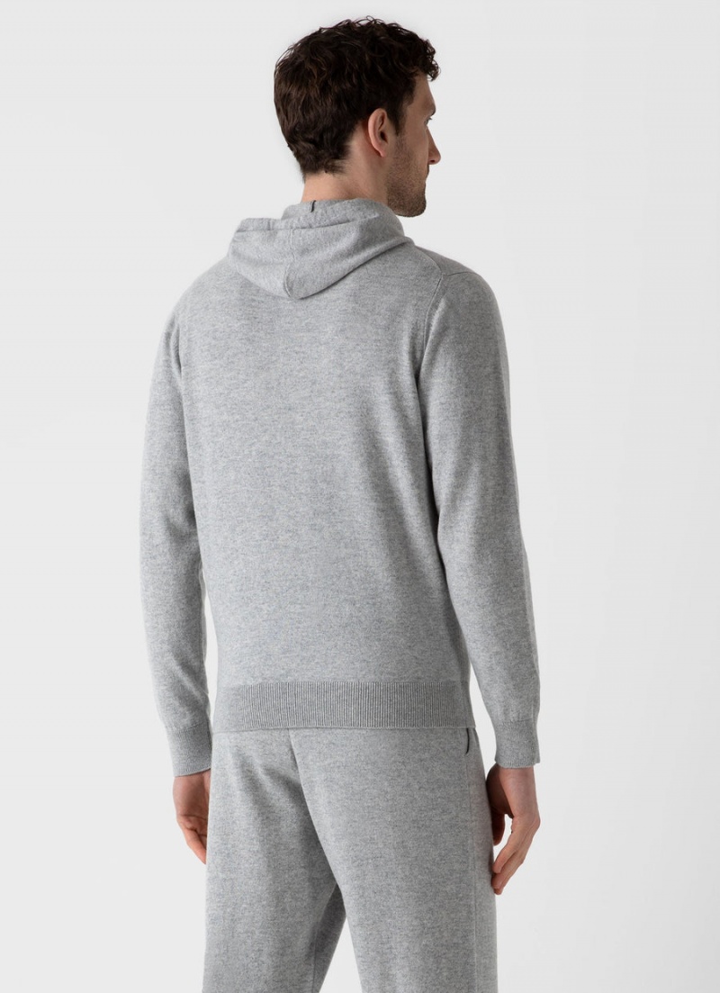 Grey Sunspel Cashmere Zip Hoody | 21468-BUVX | USA