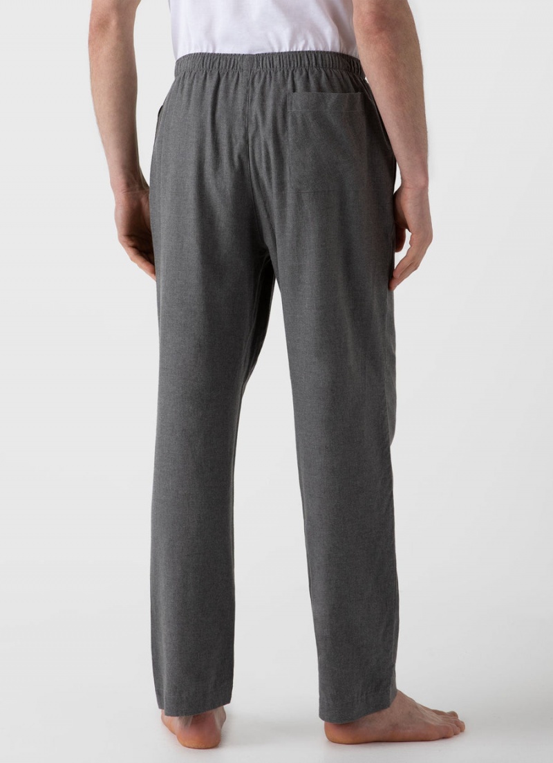 Grey Sunspel Cotton Flannel Pyjama Trouser | 35624-VQOU | USA