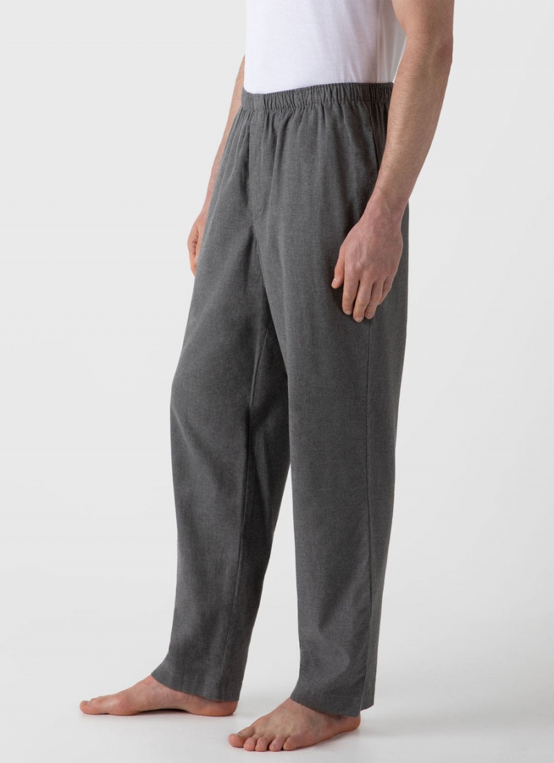 Grey Sunspel Cotton Flannel Pyjama Trouser | 35624-VQOU | USA