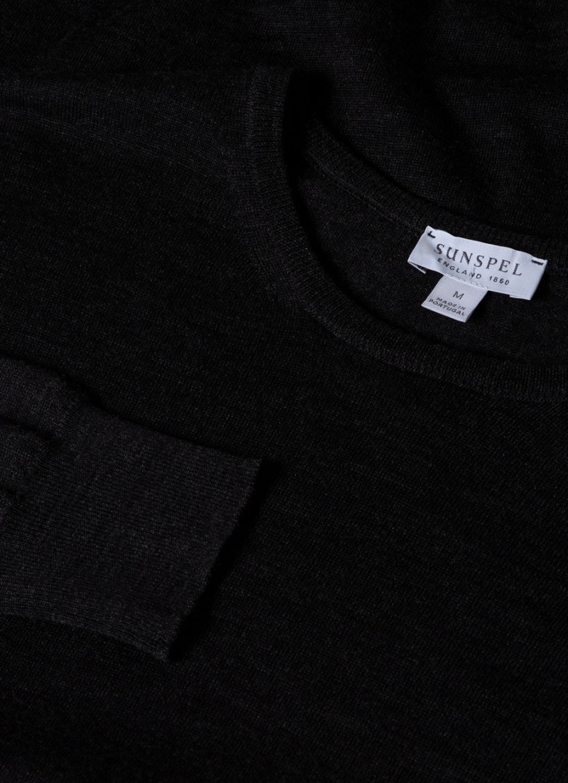 Grey Sunspel Extra‑Fine Merino Crew Neck | 13594-TDQC | USA