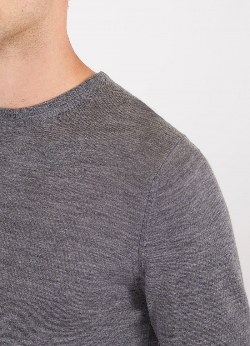 Grey Sunspel Extra‑Fine Merino Crew Neck | 40182-QRLD | USA