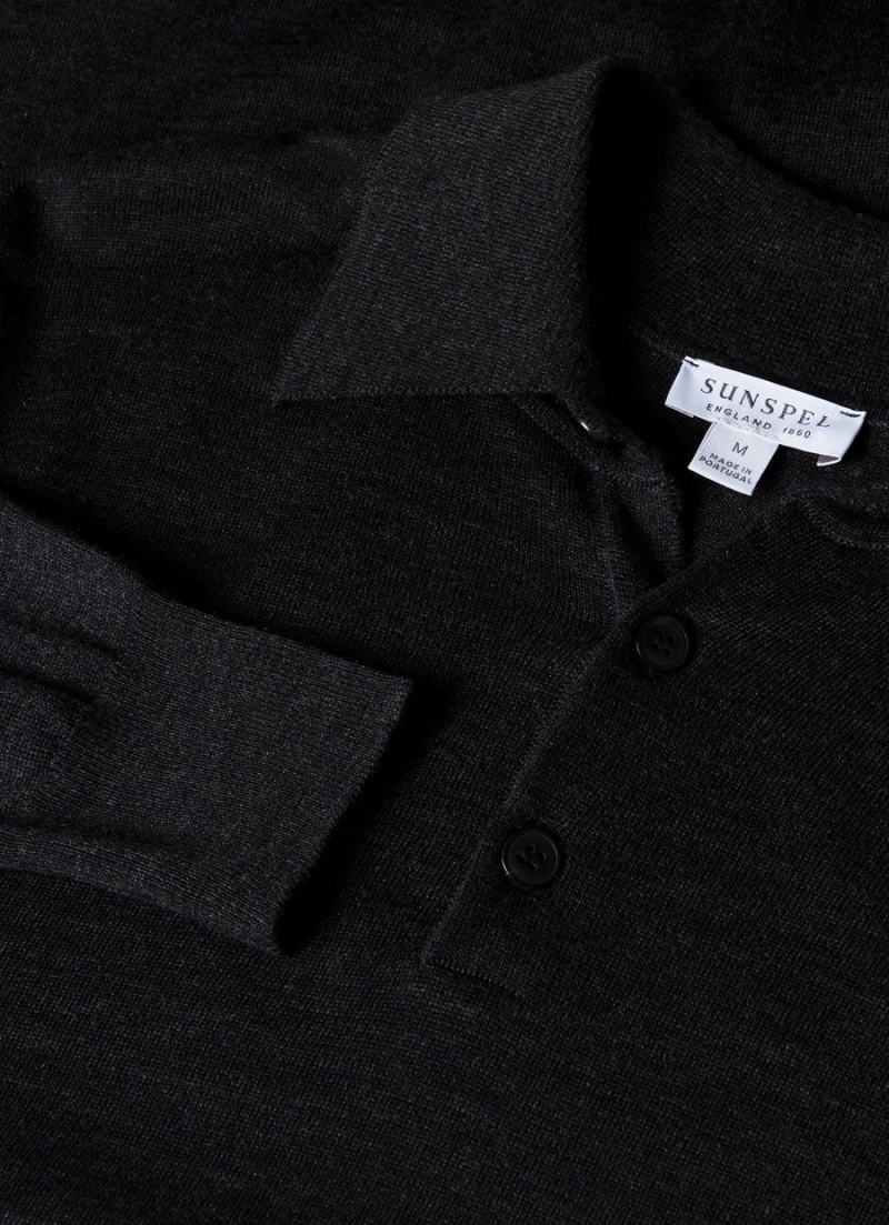 Grey Sunspel Extra‑Fine Merino Polo Shirt | 02316-ZYGS | USA