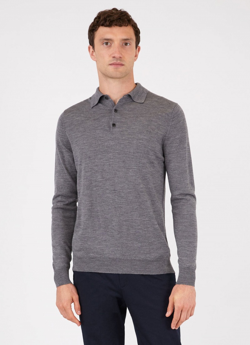 Grey Sunspel Extra‑Fine Merino Polo Shirt | 62317-XYRI | USA