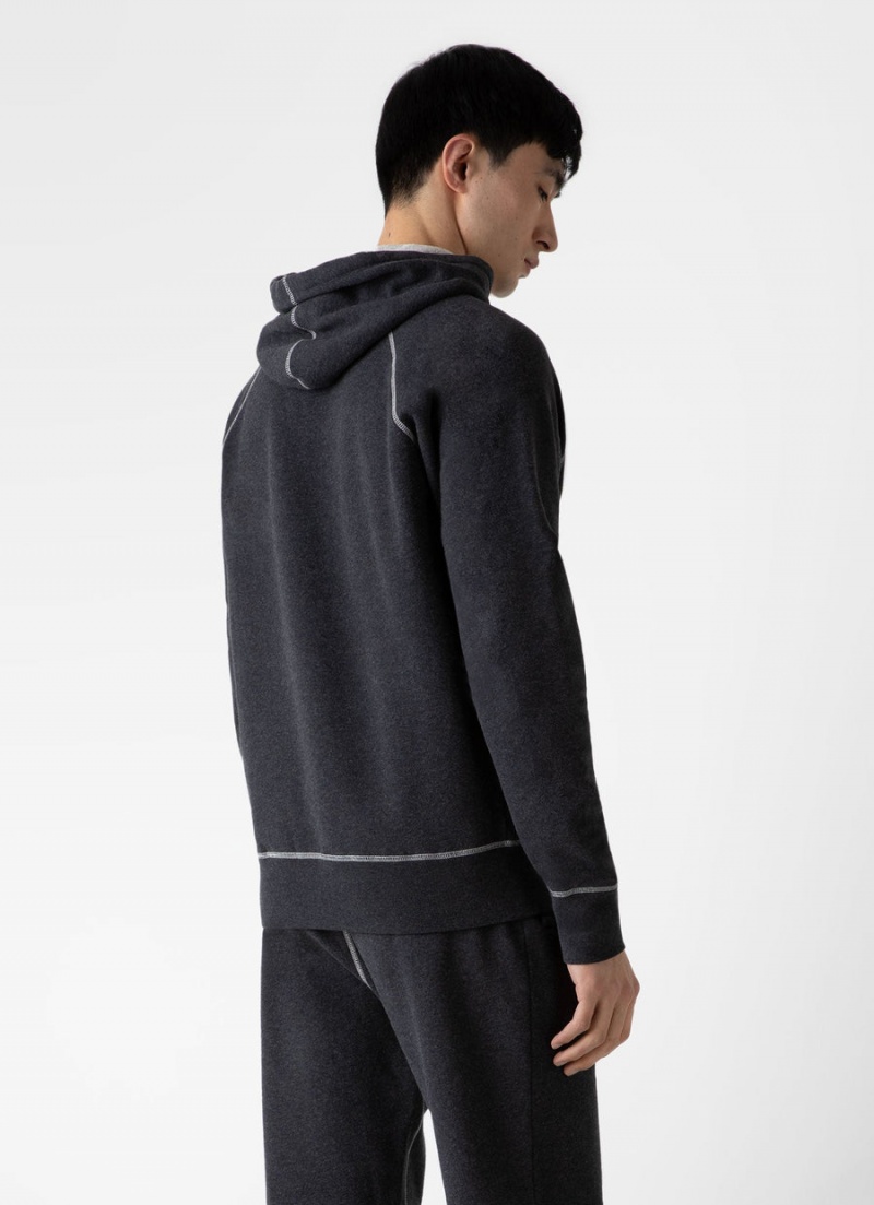 Grey Sunspel Fleeceback Hoody | 87013-DBKV | USA