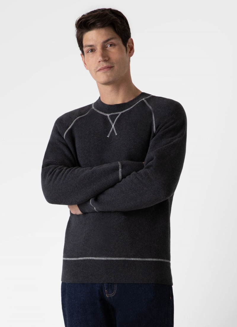 Grey Sunspel Fleeceback Sweatshirt | 89703-FDOI | USA