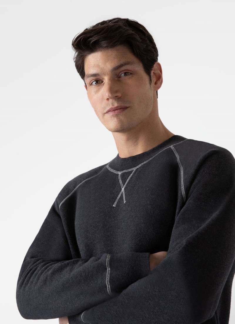 Grey Sunspel Fleeceback Sweatshirt | 89703-FDOI | USA