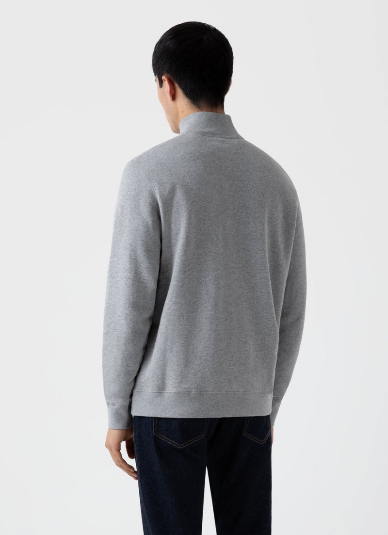 Grey Sunspel Half Zip Loopback Sweatshirt | 24976-ZDNF | USA