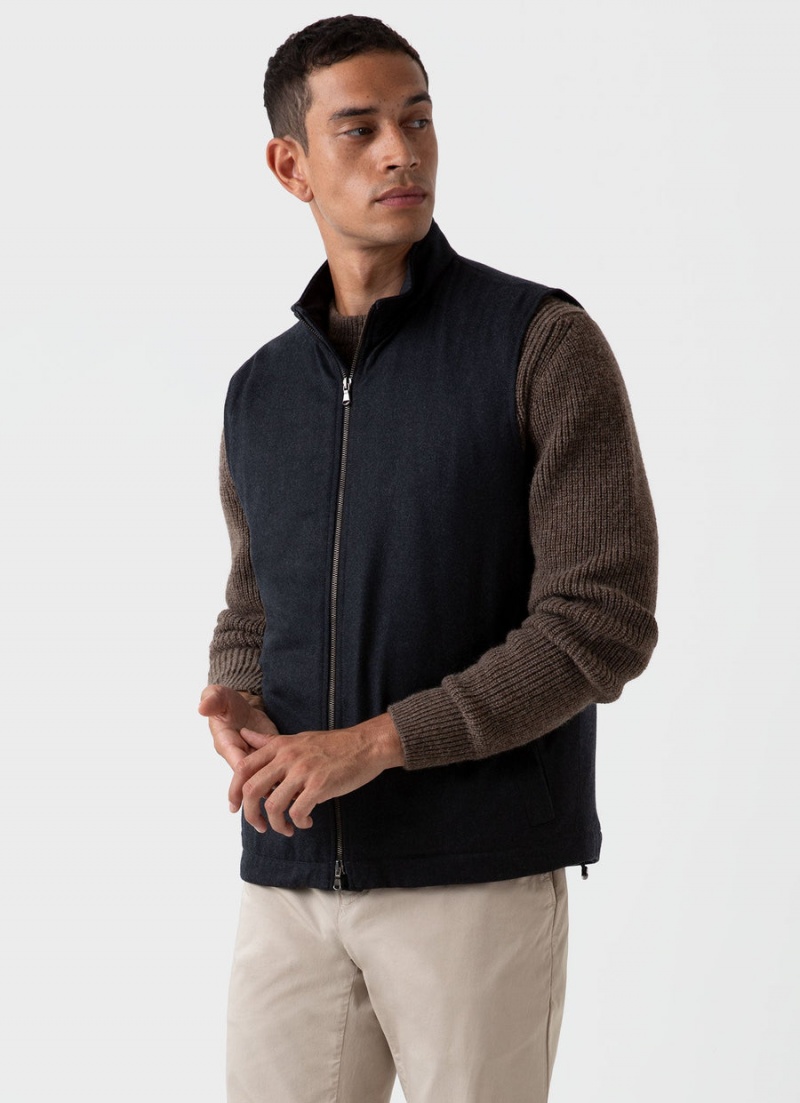 Grey Sunspel Insulated Wool Vest | 96415-FJHC | USA