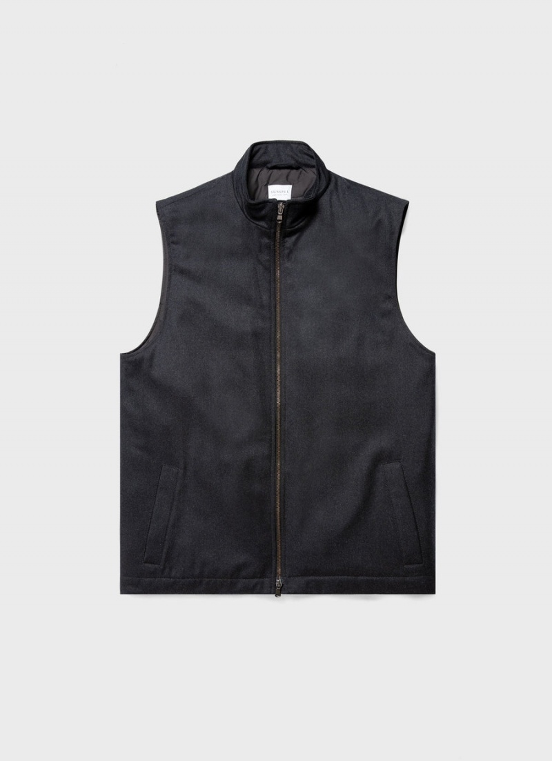 Grey Sunspel Insulated Wool Vest | 96415-FJHC | USA