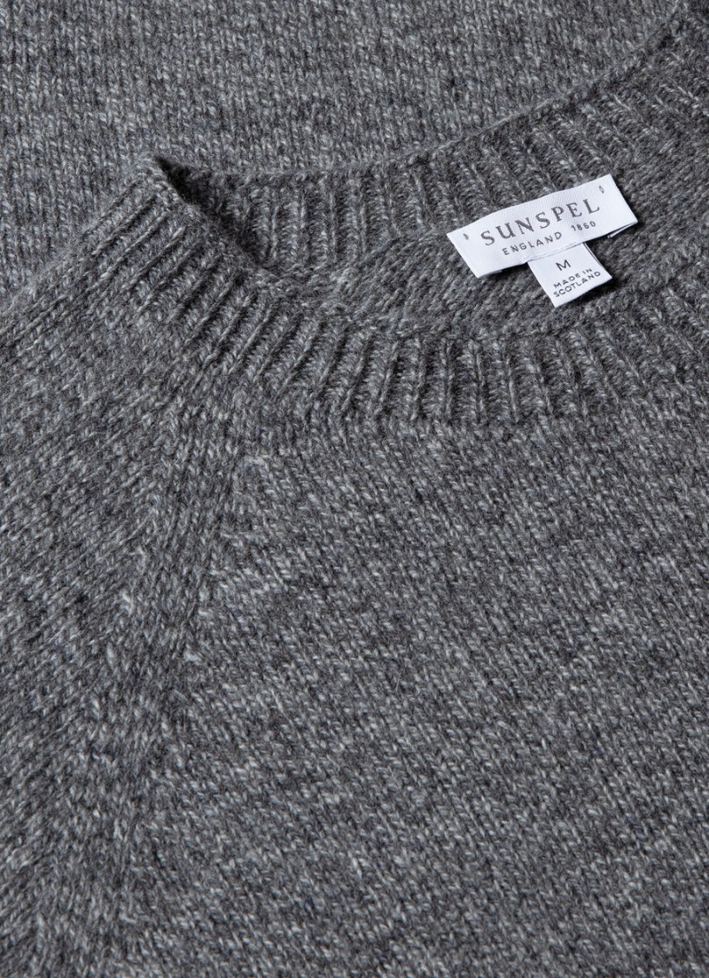 Grey Sunspel Lambswool Crew Neck Jumper | 46129-DFNJ | USA