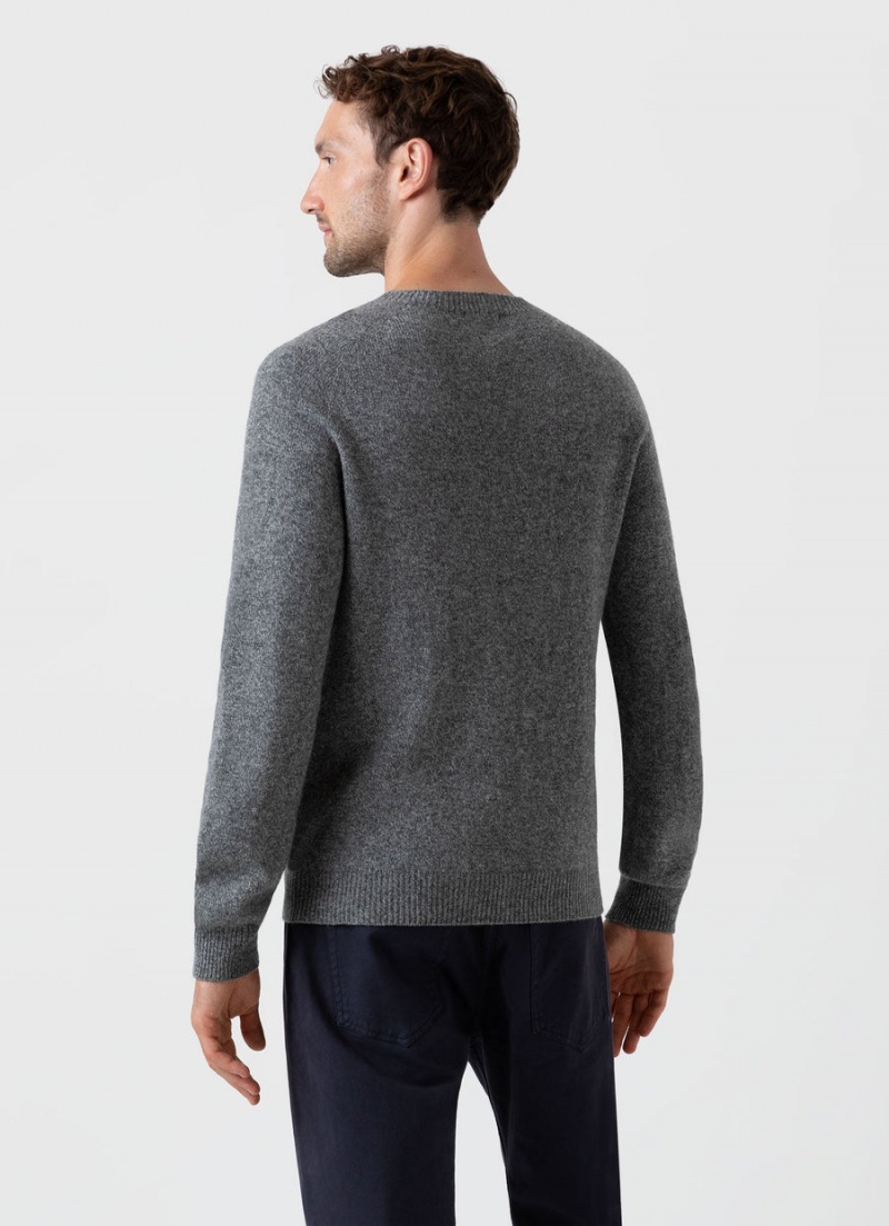 Grey Sunspel Lambswool Crew Neck Jumper | 46129-DFNJ | USA