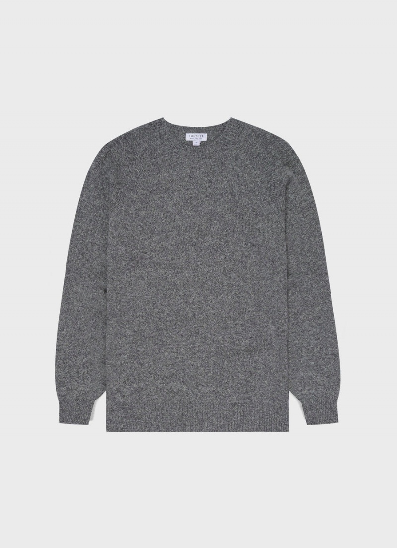 Grey Sunspel Lambswool Crew Neck Jumper | 46129-DFNJ | USA