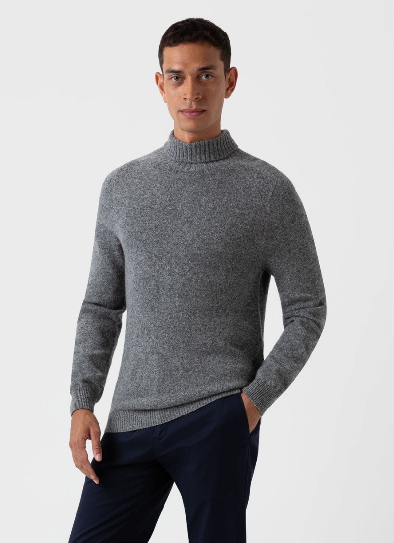 Grey Sunspel Lambswool Roll Neck | 81420-JZPO | USA