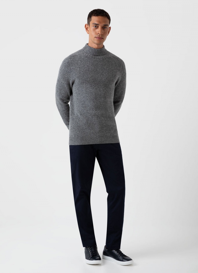 Grey Sunspel Lambswool Roll Neck | 81420-JZPO | USA