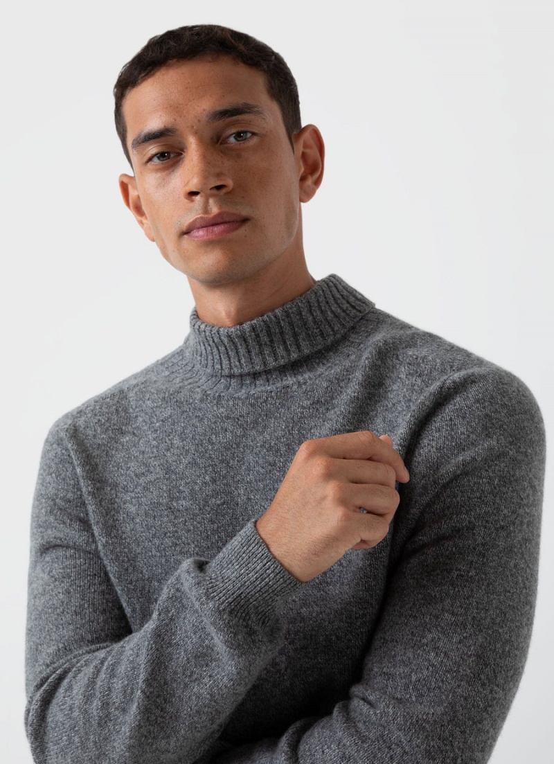 Grey Sunspel Lambswool Roll Neck | 81420-JZPO | USA