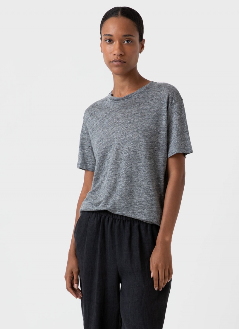 Grey Sunspel Linen T-shirt | 30975-HCDS | USA